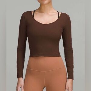 Lululemon Brown Align Cropped Long Sleeve Athletic Top in Java Size 2